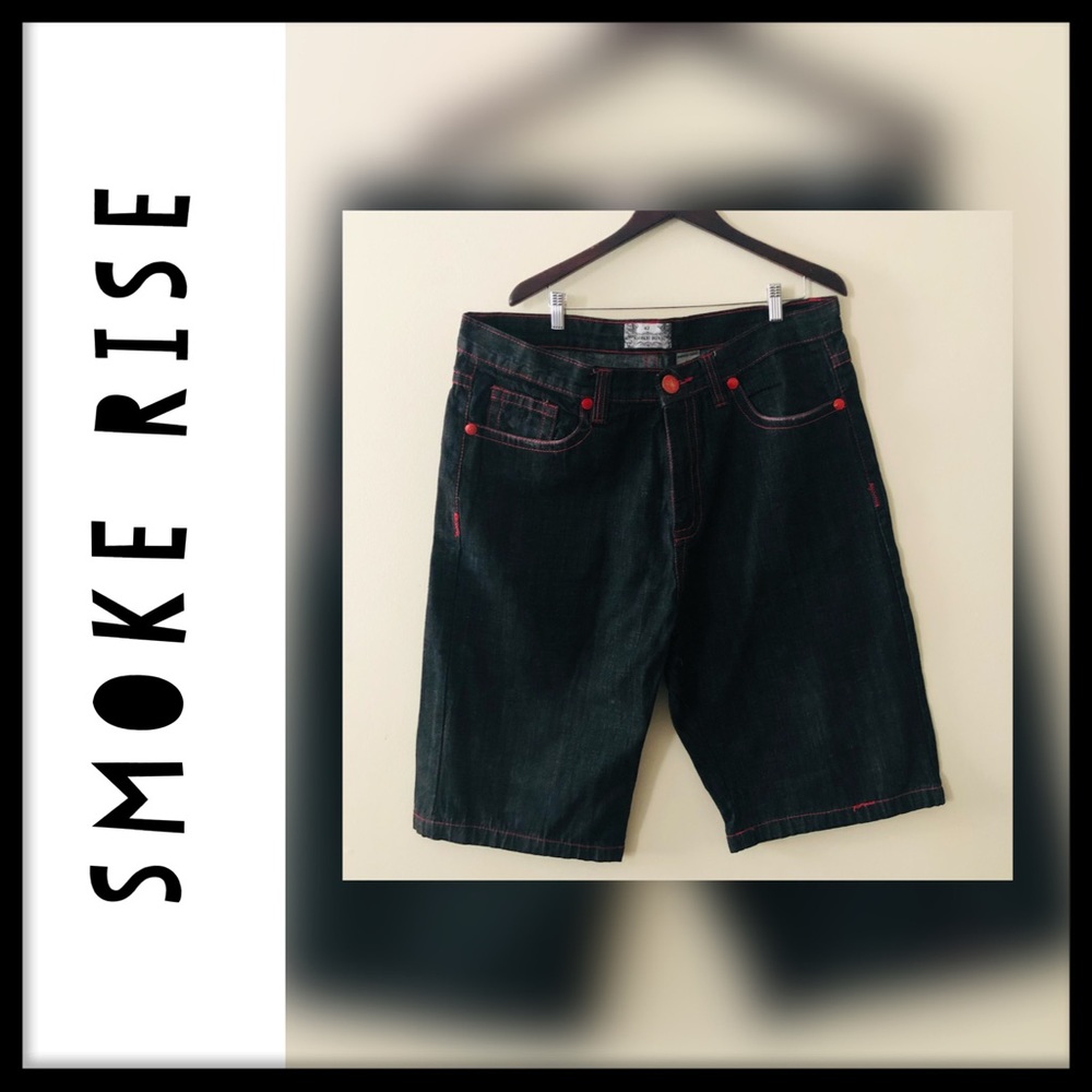 SMOKE RISE | Black Denim Short Jeans | Sz. 42